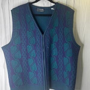 Vintage Marisa Christina Womens Blue and Teal Wool Sweater Hong Kong Large